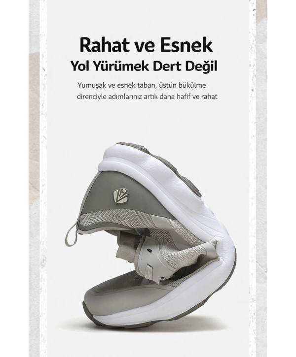 Erkek Akıllı Taban Spor Ayakkabı- Gri