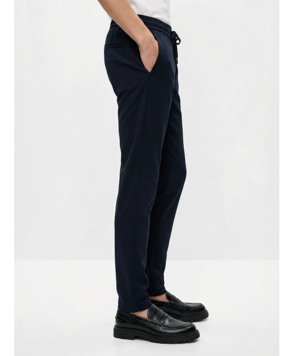 Erkek Beli Lastikli Likralı Joger Pantolon-Lacivert