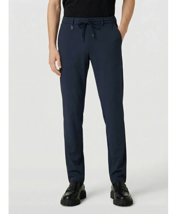 Erkek Beli Lastikli Likralı Joger Pantolon-Lacivert