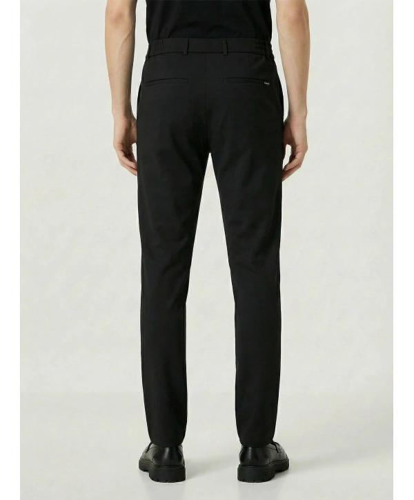 Erkek Beli Lastikli Likralı Joger Pantolon-Siyah