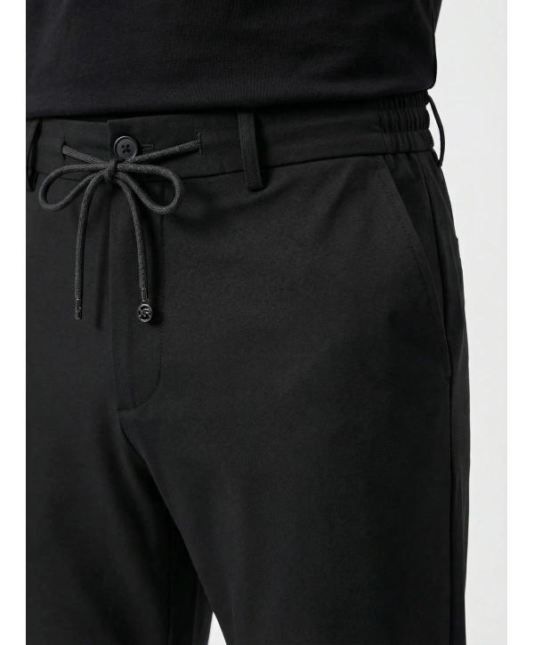 Erkek Beli Lastikli Likralı Joger Pantolon-Siyah