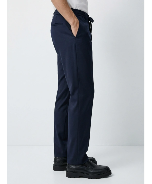 Erkek Beli Lastikli Likralı Joger Pantolon-Lacivert