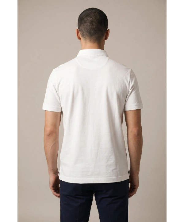 Erkek Polo Yaka Normal Kalıp Modal Kumaş Thişört - Beyaz