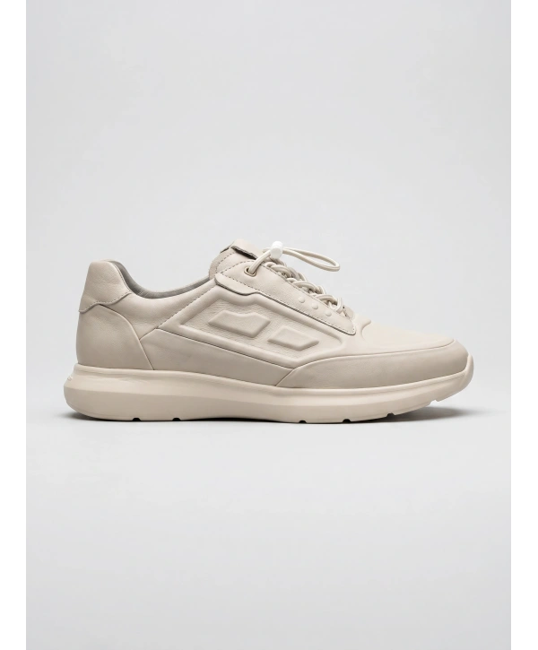 Erkek Deri Akıllı Taban Snekars Ayakkabı- Bej