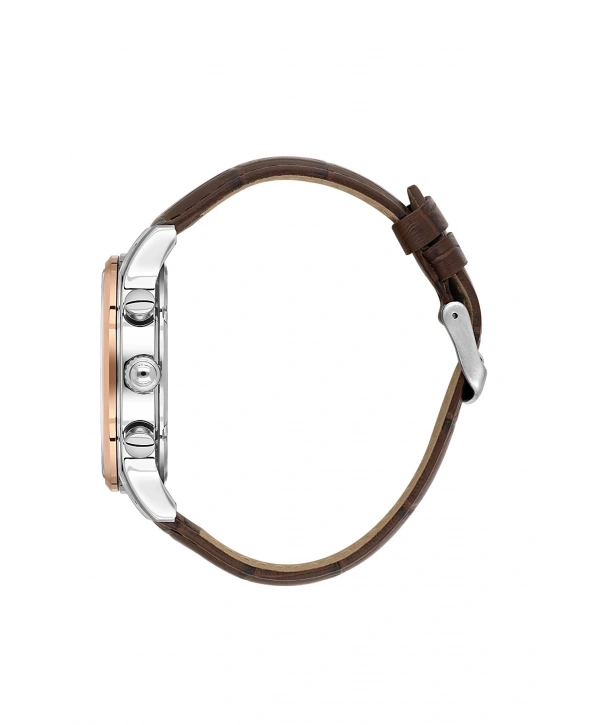 DK 10557.6 Deri kordonlu Exclusive Erkek Kol Saati -Siyah