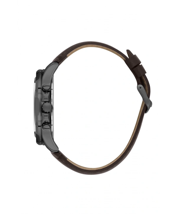 DKE 10669-4 Deri kordonlu Exclusive Erkek Kol Saati -Kahverengi
