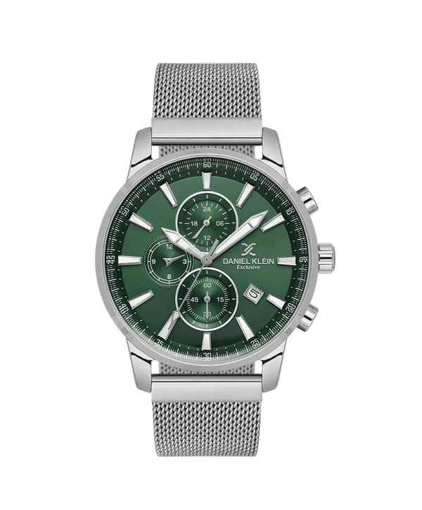 DKE 10792-4 Metal Kordonlu Exclusive Erkek Kol Saati -Gri_Yeşil