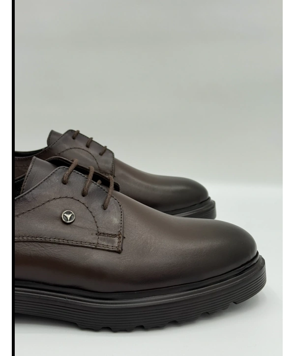 Erkek Bagcıklı Deri Eva Taban Ayakkabı-Kahverengi