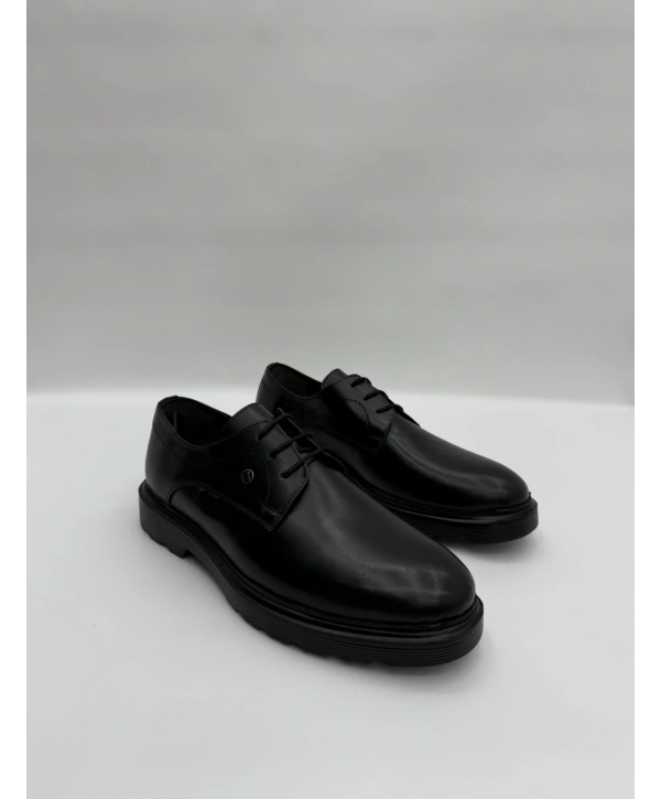 Erkek Bagcıklı Deri Eva Taban Ayakkabı-Siyah