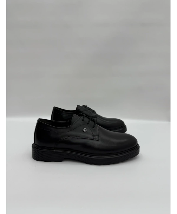 Erkek Bagcıklı Deri Eva Taban Ayakkabı-Siyah