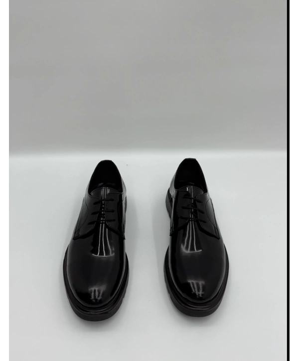 Erkek Bagcıklı Deri Eva Taban Rugan Ayakkabı-Siyah