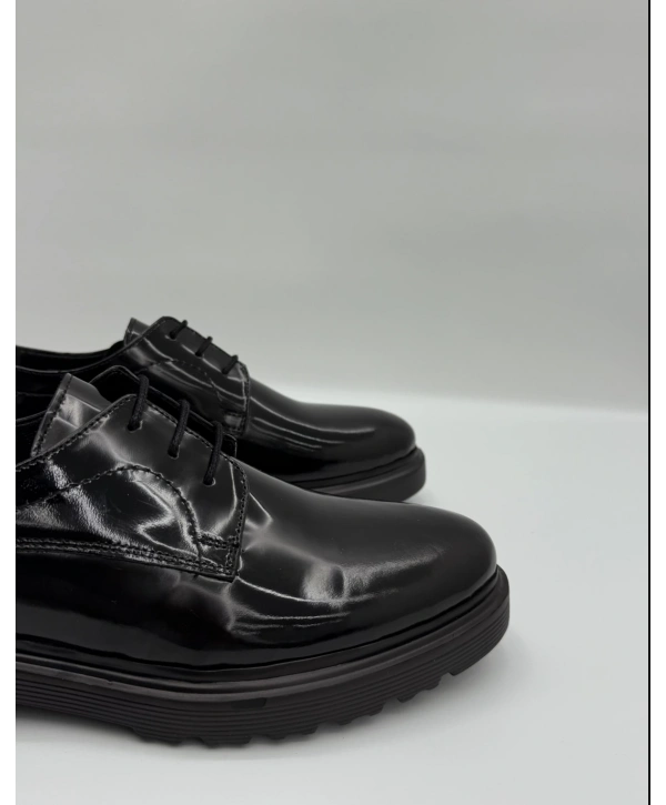Erkek Bagcıklı Deri Eva Taban Rugan Ayakkabı-Siyah