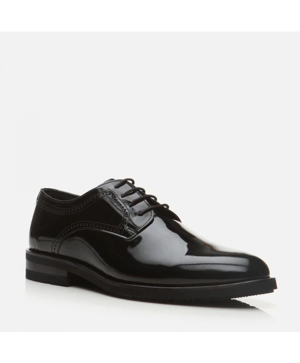 Erkek Bağcıklı Klasik Rugan Ayakkabı- Siyah