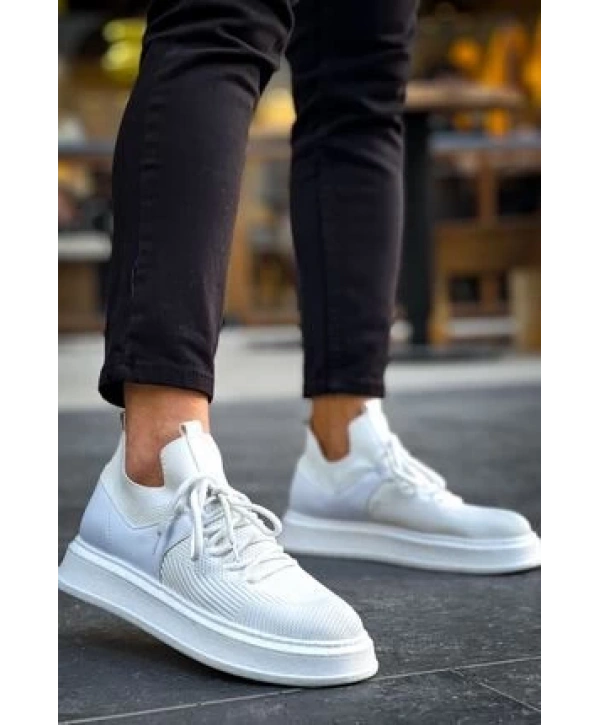 Erkek Bagcıksız Eva Taban Bez Ayakkabı-Beyaz-Beyaz