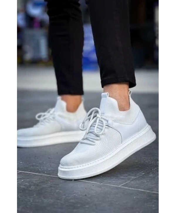 Erkek Bagcıksız Eva Taban Bez Ayakkabı-Beyaz-Beyaz
