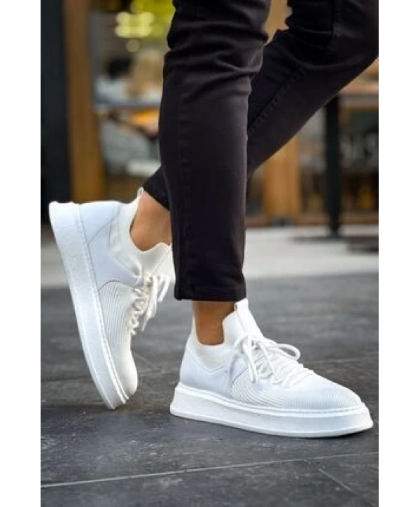 Erkek Bagcıksız Eva Taban Bez Ayakkabı-Beyaz-Beyaz