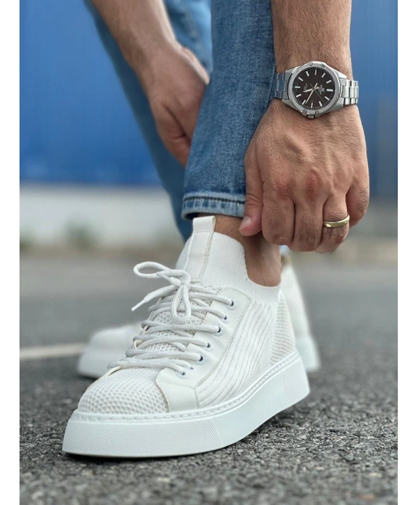 Erkek Bagcıksız Eva Taban Bez Ayakkabı-Beyaz-Beyaz