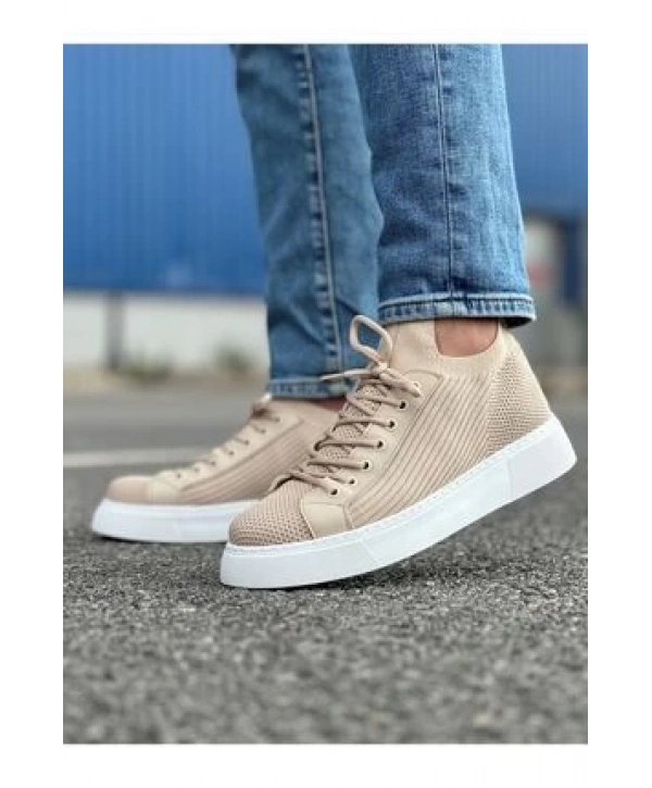 Erkek Bagcıksız Eva Taban Bez Ayakkabı-Krem