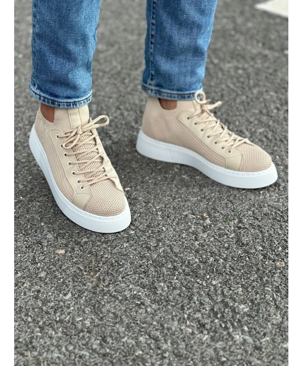 Erkek Bagcıksız Eva Taban Bez Ayakkabı-Krem