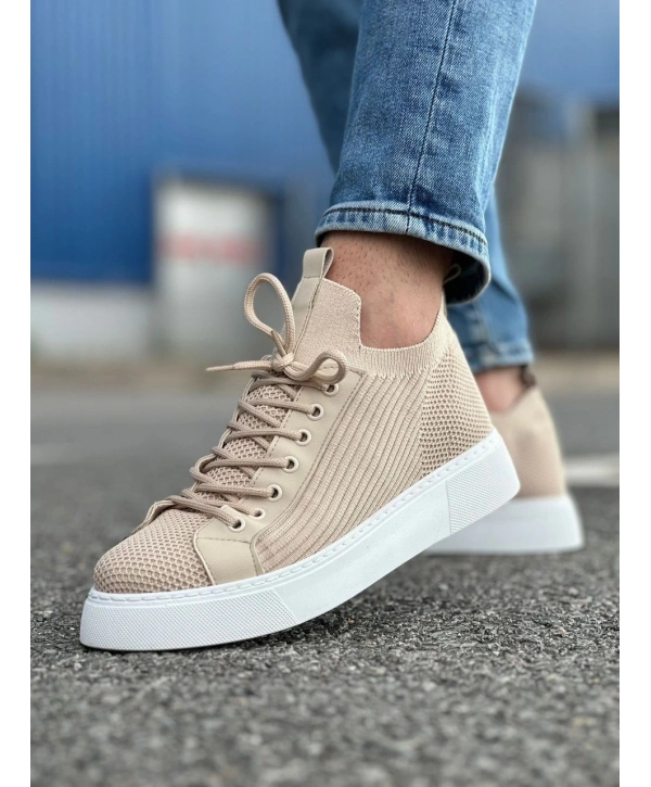 Erkek Bagcıksız Eva Taban Bez Ayakkabı-Krem