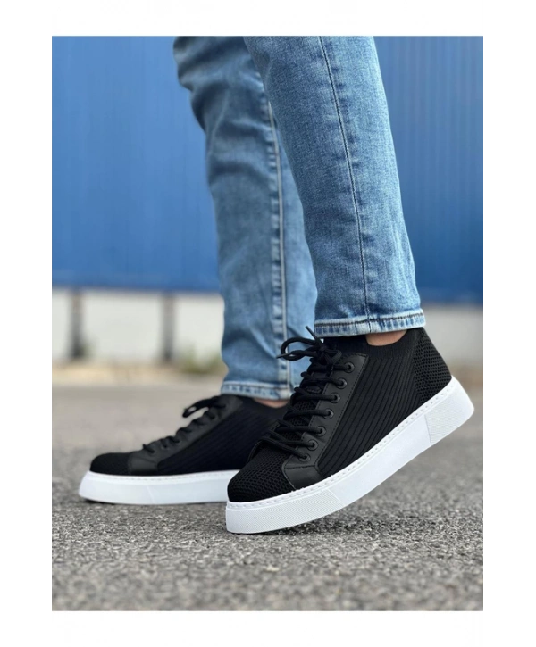 Erkek Bagcıksız Eva Taban Bez Ayakkabı-Siyah-Beyaz