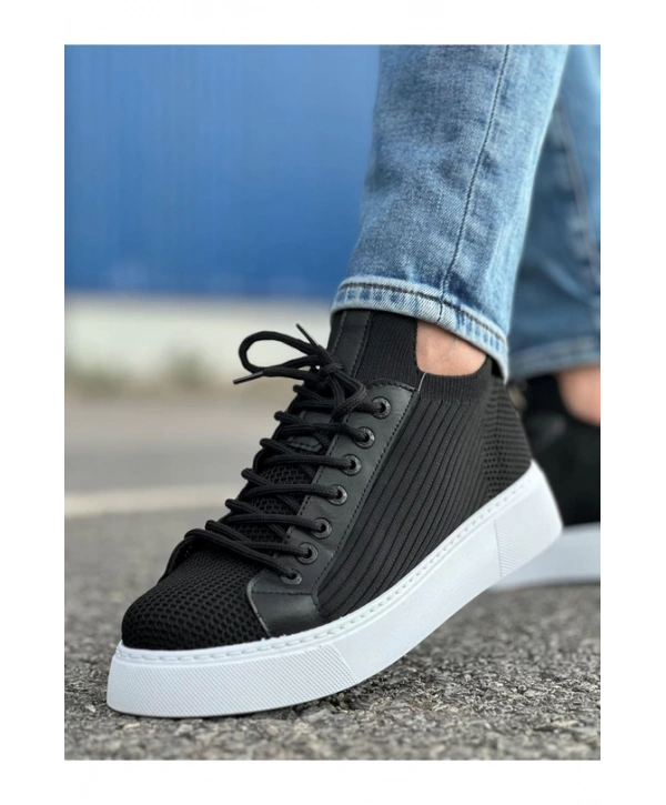 Erkek Bagcıksız Eva Taban Bez Ayakkabı-Siyah-Beyaz