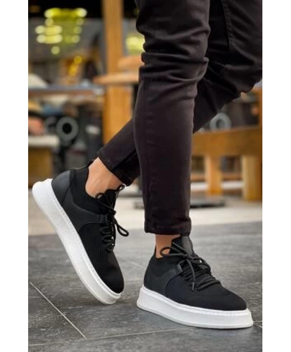 Erkek Bagcıksız Eva Taban Bez Ayakkabı-Siyah-Beyaz