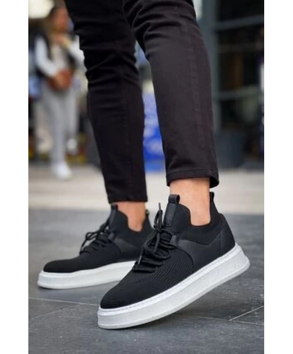 Erkek Bagcıksız Eva Taban Bez Ayakkabı-Siyah-Beyaz