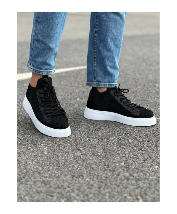 Erkek Bagcıksız Eva Taban Bez Ayakkabı-Siyah-Beyaz