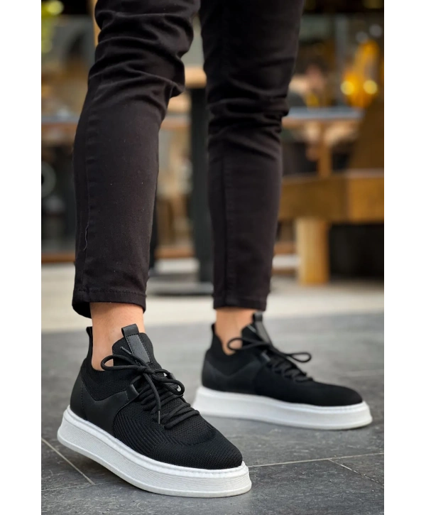 Erkek Bagcıksız Eva Taban Bez Ayakkabı-Siyah-Beyaz