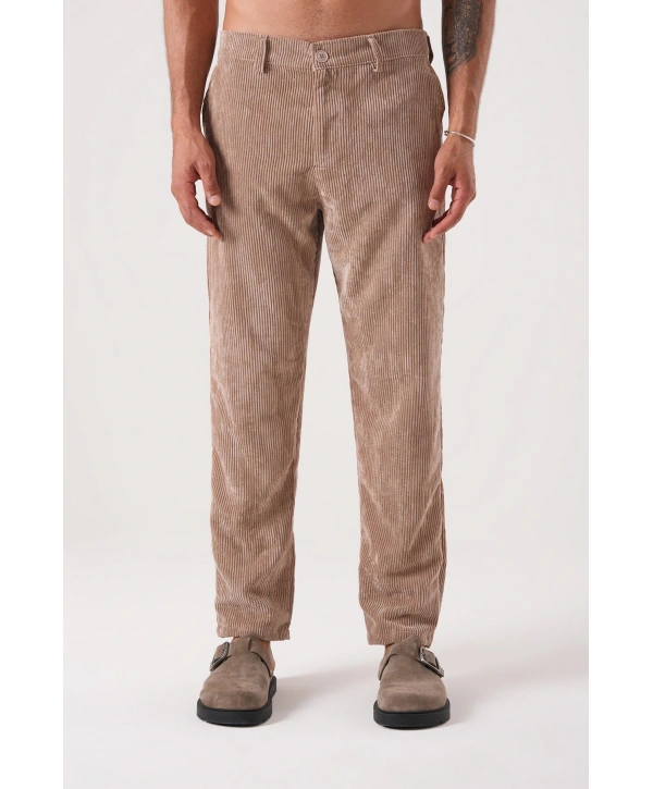 Erkek Bagy Kalıp Kadife Pantolon - Bej