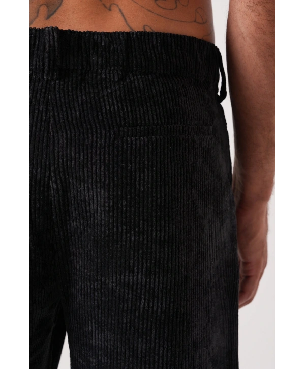 Erkek Bagy Kalıp Kadife Pantolon - Siyah