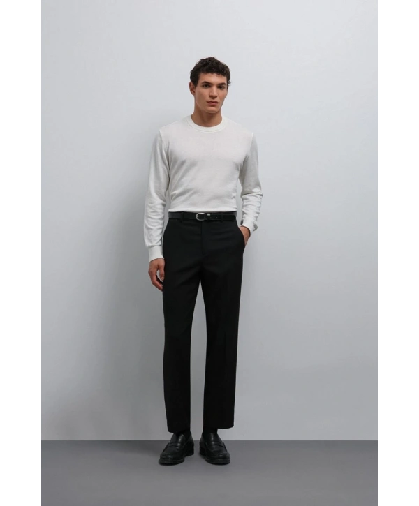 Erkek Bagy Kalıp Kumaş Pantolon - Siyah