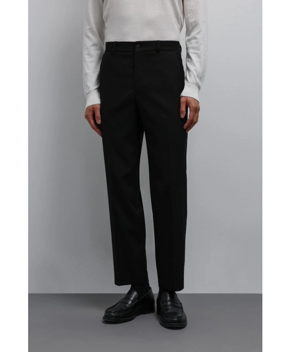 Erkek Bagy Kalıp Kumaş Pantolon - Siyah