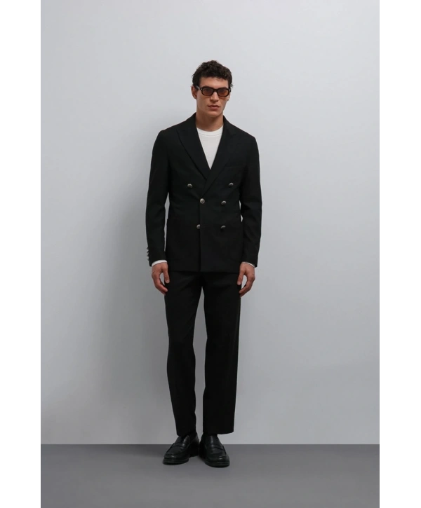 Erkek Bagy Kalıp Kumaş Pantolon - Siyah