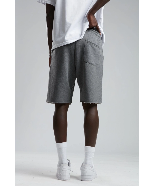 Erkek Beli Lastikli 3 İplik Şort -Gri
