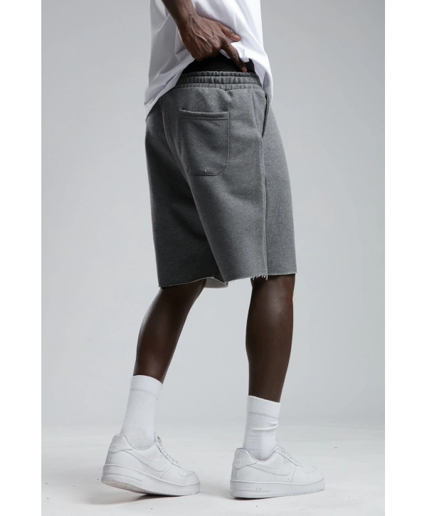 Erkek Beli Lastikli 3 İplik Şort -Gri