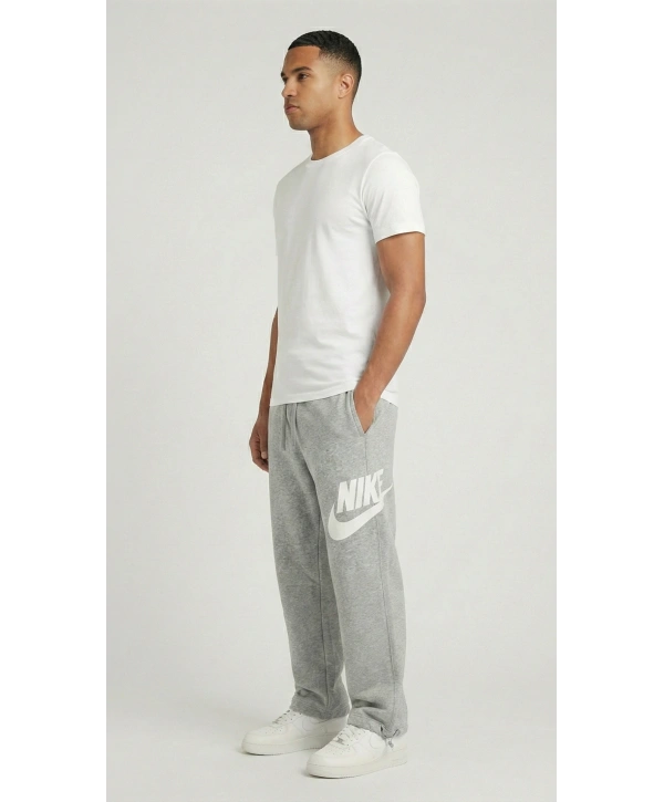 Erkek Beli Lastikli Bagy Kalıp Paçası Lastikli Eşofman -Gri