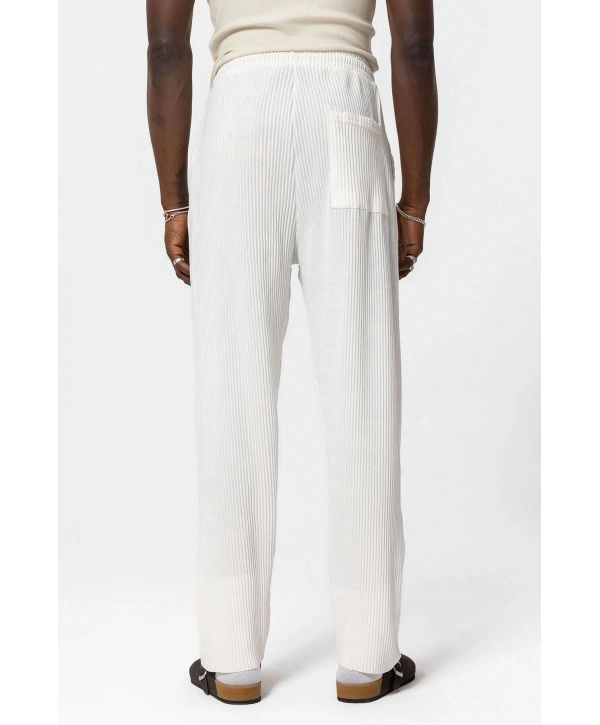 Erkek Beli Lastikli Fitilli Bagy Pantolon-Beyaz