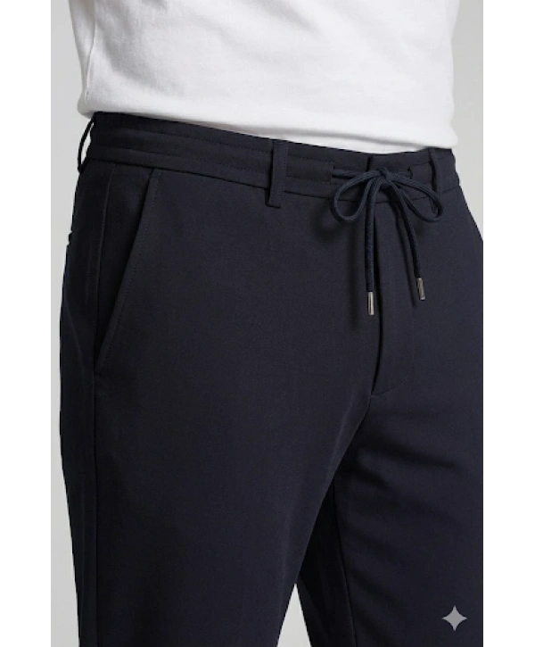 Erkek Beli Lastikli Joger Pantolon-Lacivert