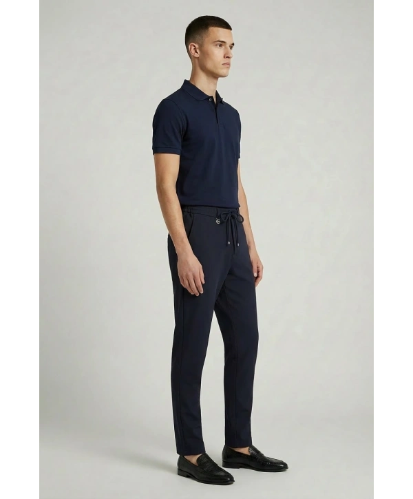 Erkek Beli Lastikli Joger Pantolon-Lacivert