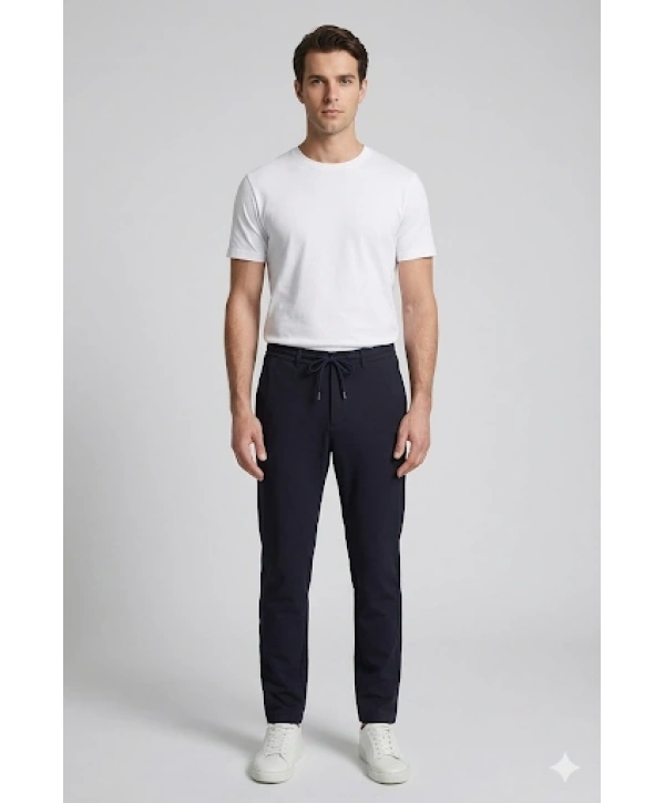 Erkek Beli Lastikli Joger Pantolon-Lacivert
