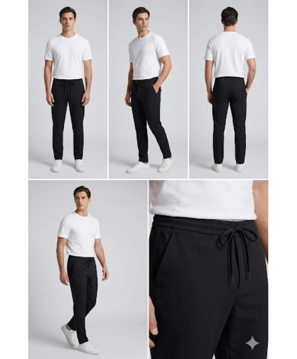 Erkek Beli Lastikli Joger Pantolon-Siyah