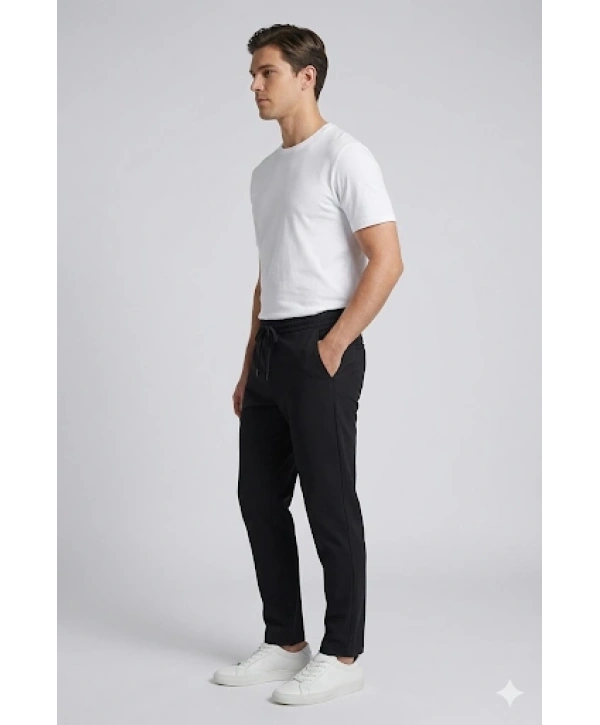 Erkek Beli Lastikli Joger Pantolon-Siyah