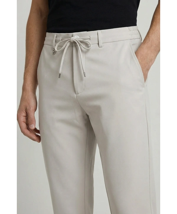 Erkek Beli Lastikli Joger Pantolon-Taş