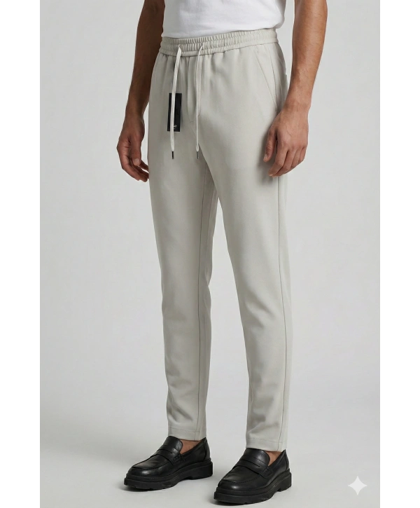 Erkek Beli Lastikli Joger Pantolon-Taş