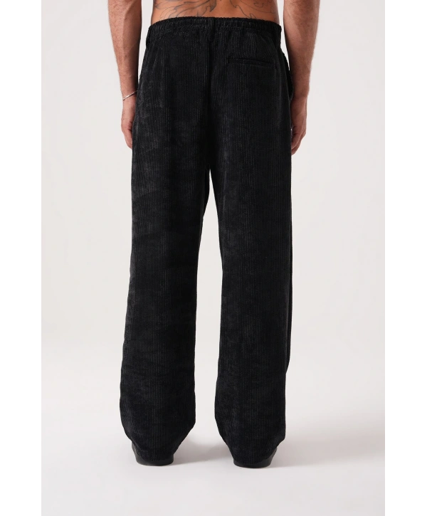 Erkek Beli Lastikli Kadife Bagy Pantolon - Siyah