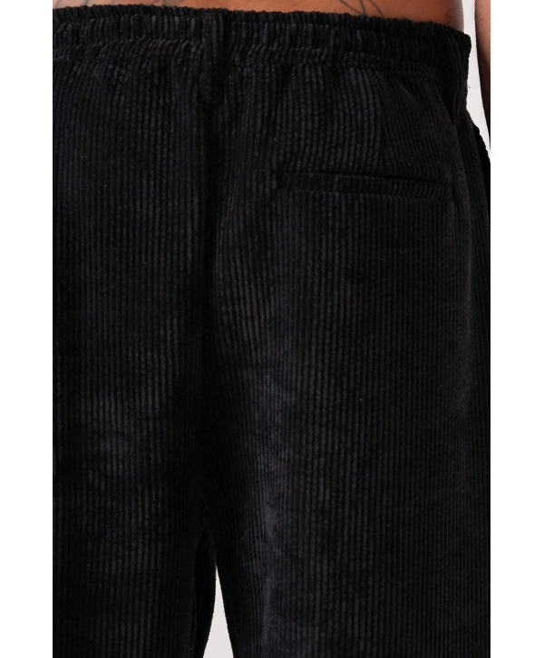 Erkek Beli Lastikli Kadife Bagy Pantolon - Siyah