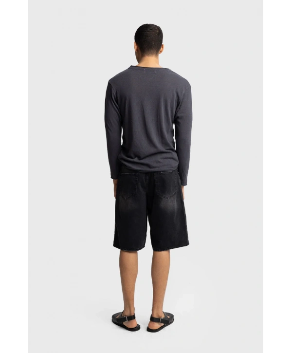 Erkek Bisiklet Yaka İnce Uzun Kol Swethsört- Antrasit