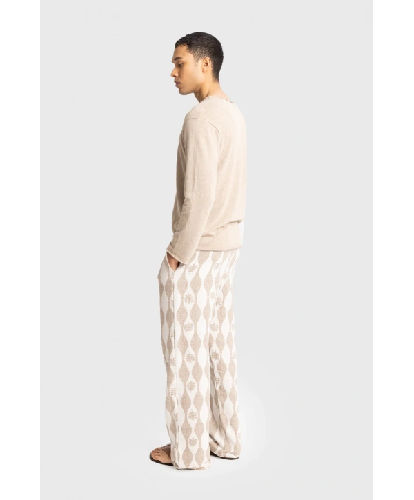 Erkek Bisiklet Yaka İnce Uzun Kol Swethsört- Bej